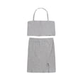 thumbnail image 2 of Mialoley Kids Summer Outfit, Girls Halter Neck Crop Tops + Short Slit Skirt, 2 of 10