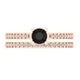 thumbnail image 2 of 0.85 ct Brilliant Round Cut Natural Onyx 18K Rose Gold Solitaire with Accents Engagement Bridal Wedding Ring Band Set size 6.25, 2 of 7