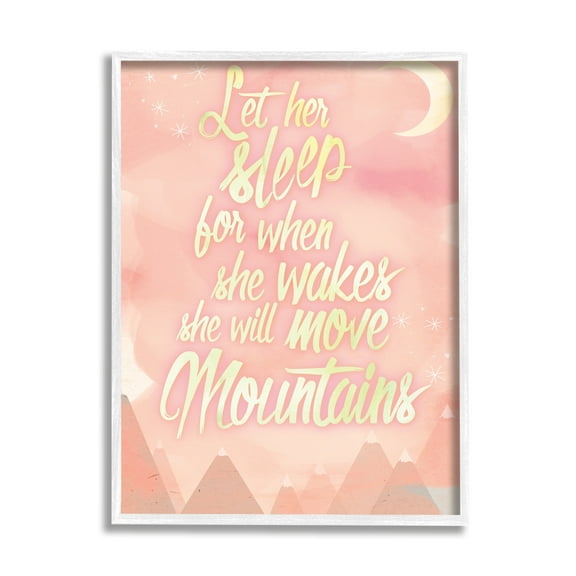 Stupell Industries Let Her Sleep Pink Water Color Mountains, 24 x 30,Design by Kimberly Glover