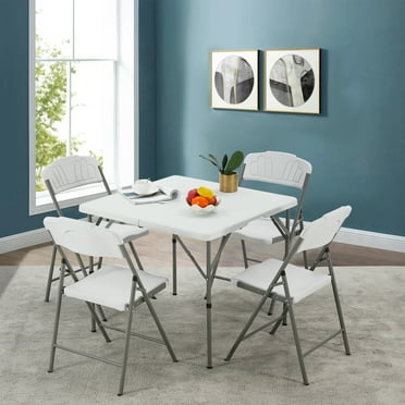 5pc. XL Series Folding Card Table and Triple Braced Vinyl Padded Chair ...