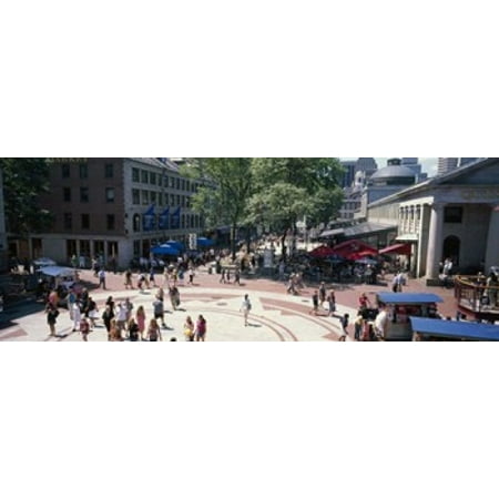 Tourists in a market Faneuil Hall Marketplace Quincy Market Boston Suffolk County Massachusetts USA Stretched Canvas - Panoramic Images (18 x (Best Tourist Sites In Boston)