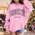 thumbnail image 2 of Krdevn Kids Vintage Brooklyn Letter Graphic Drop Shoulder Pullover Hoodie Kangaroo Pocket Soft Casual Sweatshirt,3-4 Years, 2 of 4