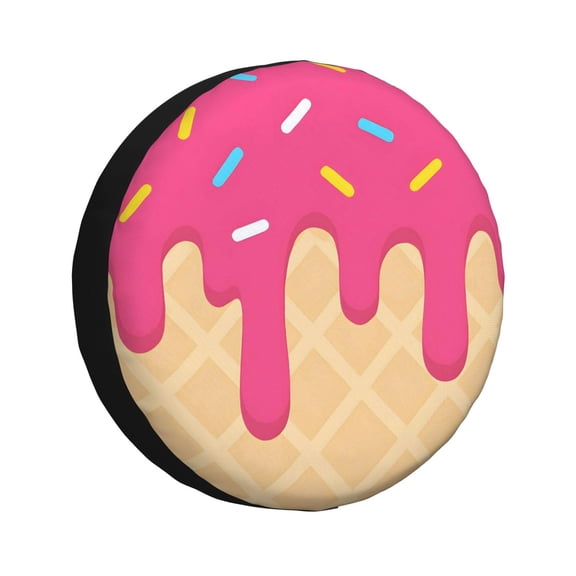 14 Inch Spare Tire Cover Waterproof Uv Resistant Universal Suv Truck Jeep Trailer Easy Install Adjustable Rope Buckle Ice Cream Lightpink