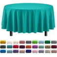 thumbnail image 1 of Shiyou- Lot de 4 Nappe en Plastique Turquoise - Nappe Ronde Jetable de 84 Pouces pour Fêtes - Nappe Ronde - Nappes Jetables pour Fêtes - Nappe en Plastique pour Pique-Niques, 1 of 4