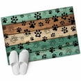 thumbnail image 2 of Teal Dog Paws 2x3 Door Mat Rug, Farmhouse Vintage Modern Green Brown Wood Non-Skid Rubber Backing Large Rectangle Rugs - Living Room Bedroom Home Office, Indoor Floor Mat Carpets Washable Rug, 2 of 9