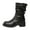 Black, variant on Dakaela Womens Mid Calf Boots Retro Square Toe Ankle High Booties Buckle Pull on Motorcycle Riding Boot