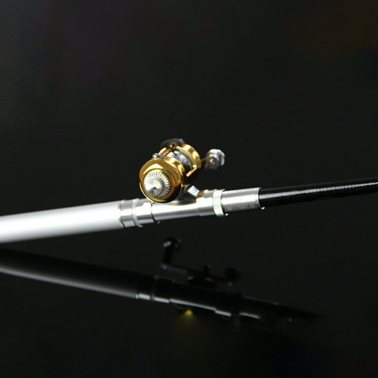 Manwang 1 Set Pen Fishing Rod Reel Combo Set Premium Mini Pocket Collapsible Fishing Pole Kit Telescopic Fishing Rod + Spinning Reel Combo Kit, Silver