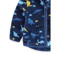 thumbnail image 3 of WIBACKER Toddler Polar Fleece Jacket Hooded Baby Boys Autumn Winter Long Sleeve Thick Warm Outerwear - Dinosaur, 3 of 6