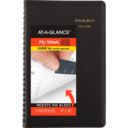 AT-A-GLANCE Academic 2025-2026 Weekly Appointment Book Planner Black Small 5 x 8