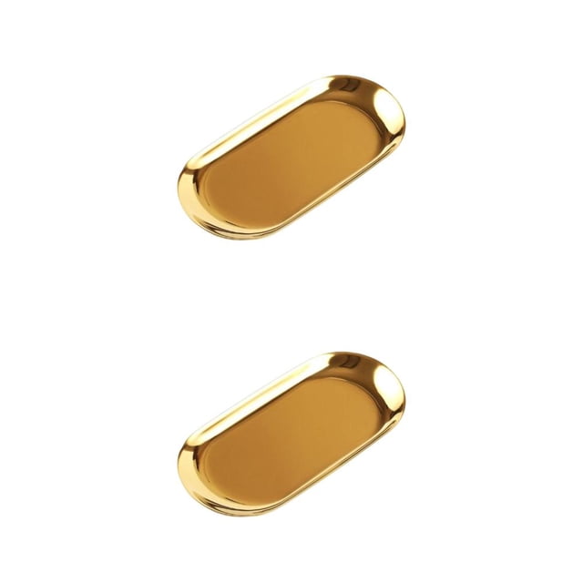 Wosthever Bandeja de forma ovalada de estilo nórdico, bandejas de dorado, chapado de acero inoxidable, pequeño soporte para platos de Type1 NO1 Wosthever CBP437699