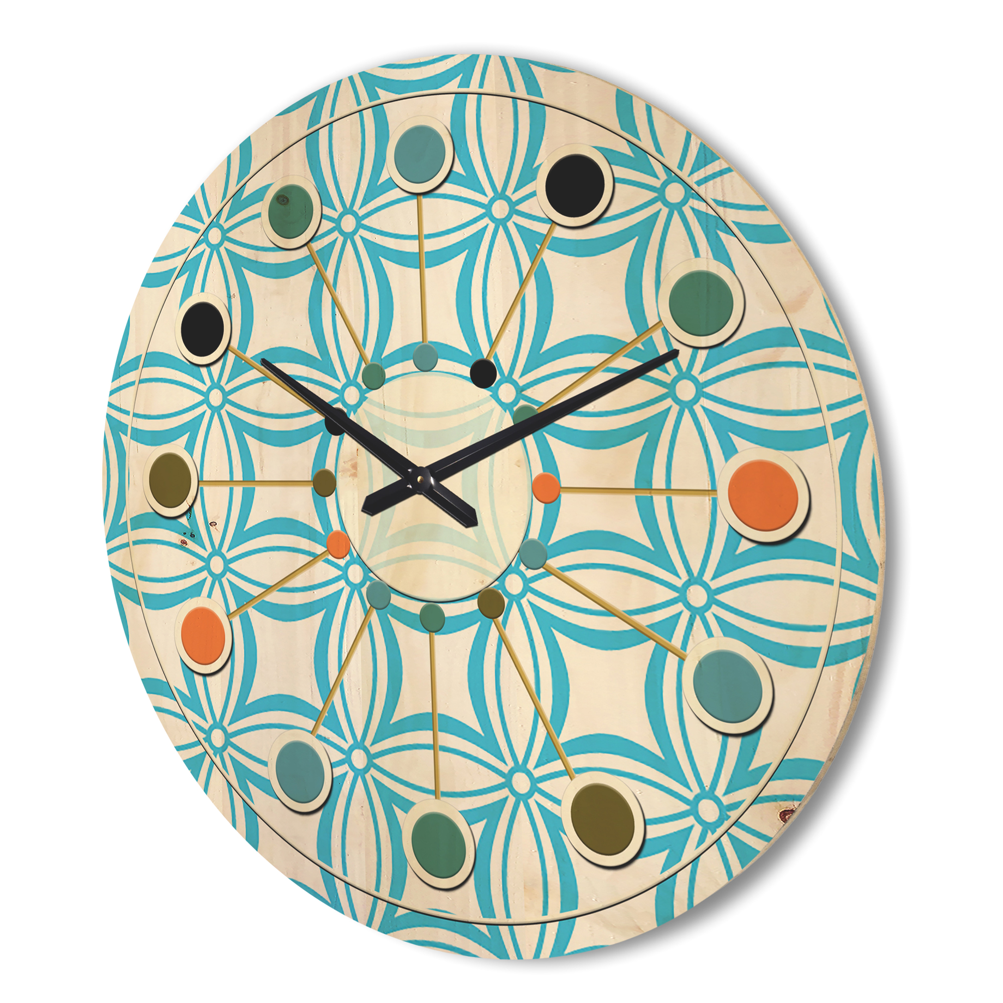Designart 'Abstract Retro Pattern Design XIII' Mid-Century Modern Wood Wall Clock