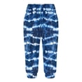 thumbnail image 5 of Casual Capri Pants Women Summer Athletic Tie Dye Print Elastic Waist Sweatpants with Pocket Joggers Fashion Bottoms, Blue, L, 5 of 7