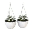 thumbnail image 3 of Mayne Caprio 14" x 9" Round White Hanging Self-Watering Plastic Hanging Planter, 2-Pack, 3 of 18