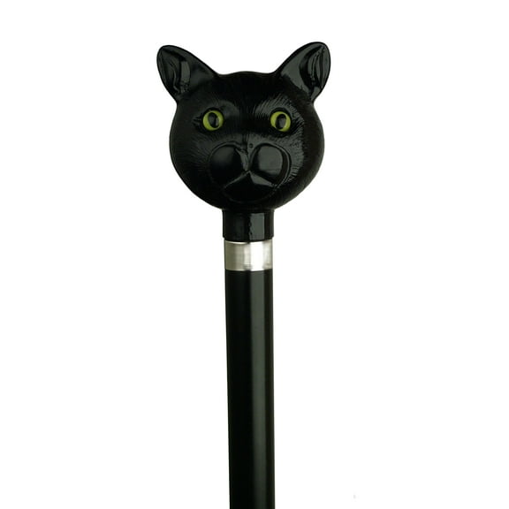 Walking Cane `Catatude` Black Cat Head cane Hardwood Black Shaft
