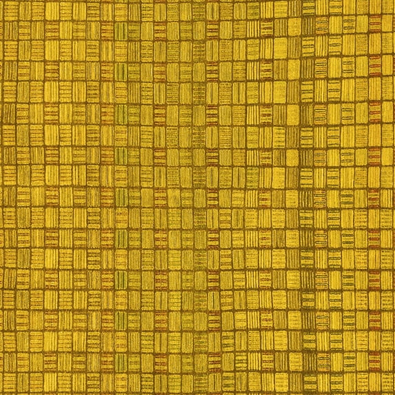 Ahgly Company Machine Washable Indoor Square Abstract Yellow Modern Area Rugs, 4' Square