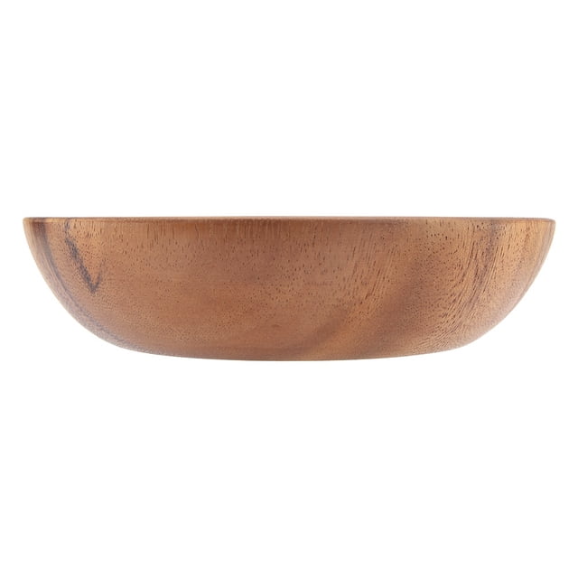 Bol en bois, bol à salade rond bol de service en forme de rond en bois brun ou salade soupe riz fait à la main bol en bois ustensiles de cuisine(20 * 4.5cm)