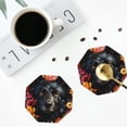 thumbnail image 5 of Pofeuu Colorful Floral Black Dog Print Leather Coasters Set of 6, Round Cups Mugs Mat Pad for Home Kitchen Heat Resistant Drink Coasters,Octagon, 5 of 7