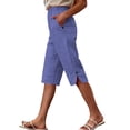 thumbnail image 2 of Axiiglly Bermuda Shorts for Women 2026 Cotton Linen Elastic Waist Straight Loose Fit Summer Beach Long Shorts with Pockets, S-3XL, 2 of 9