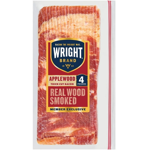 Wright® Brand Thick Sliced Applewood Smoked Bacon, 4 lbs.
