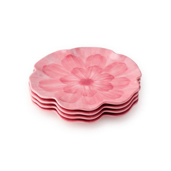 3-D Floral Salad Plates, Set of 4