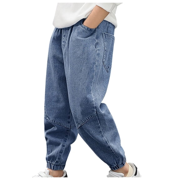 RUTAYY Toddler Boys Jeans Summer Trousers Elastic Waist Boys Jeans Casual With Pocket Baggy Pants Vintage Outdoor Hop Streetwear Work Trousers Children Cute Pants