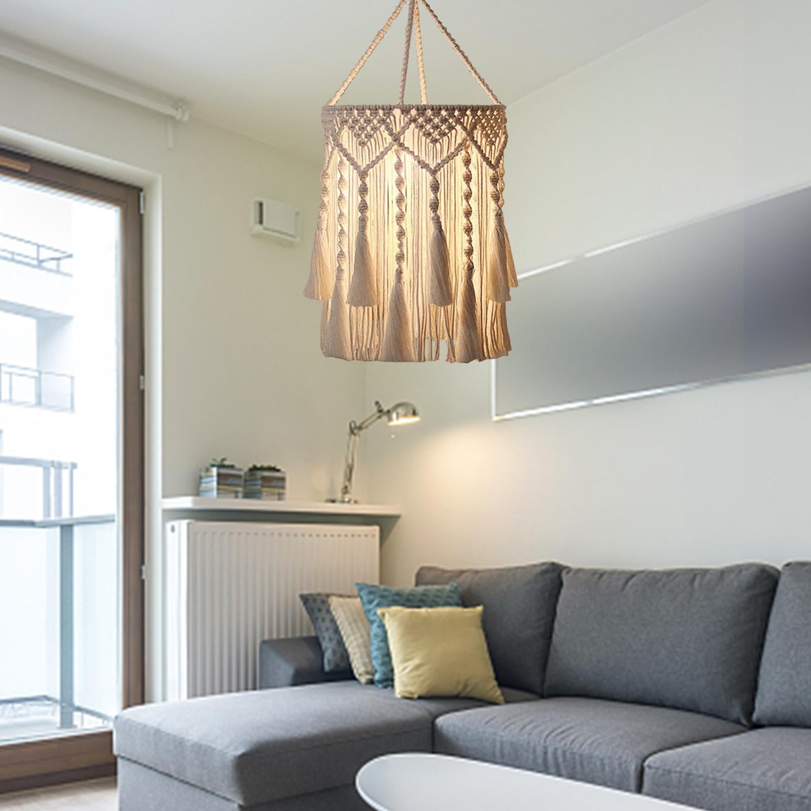 EHJRE Macrame Lamp Shade Boho Hanging Pendant Light Cover Light Fixtures Cover Ceiling Light Shade for Living Room Office Festival , A 30cmx75cm