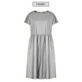 thumbnail image 4 of HUBERY Women Pleated Pocket Crew Neck Short Sleeve Solid Color Dress, 4 of 8