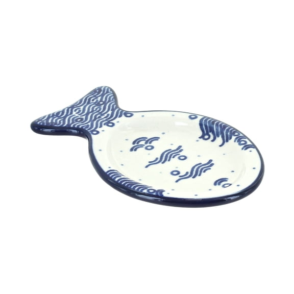 Blue Rose Polish Pottery Oceana Fish Spoon Rest