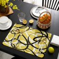 thumbnail image 3 of Yellow Geometric Placemats Set of 6, Farmhouse Abstract Black White Striped Placemats for Dining Table, Place Mats for Kitchen Tabletop, Waterproof Wipeable Dining Table Mats Set, 3 of 9