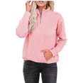 thumbnail image 5 of Rovga Women Sweatshirts Quarter Zip Lightweight Pullover Sweatshirts Solid Color Long Sleeve Casual Tops Female Streetwear, 5 of 6