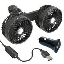 Car Cooling Fan,360° Adjustable Dual Head Cooling Air Fan Brushless Motor Low Noise Automobile Vehicle Fan Micro USB for Car/SUV/RV/Truck/Boat Use