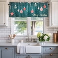 thumbnail image 2 of Teal Green Christmas Farmhouse Short Window Curtain Valances, Xmas Balls Star Winter Holiday Rod Pocket Kitchen Valances for Living Room Bedroom Bathroom Cafe 54" x 18", 2 of 8