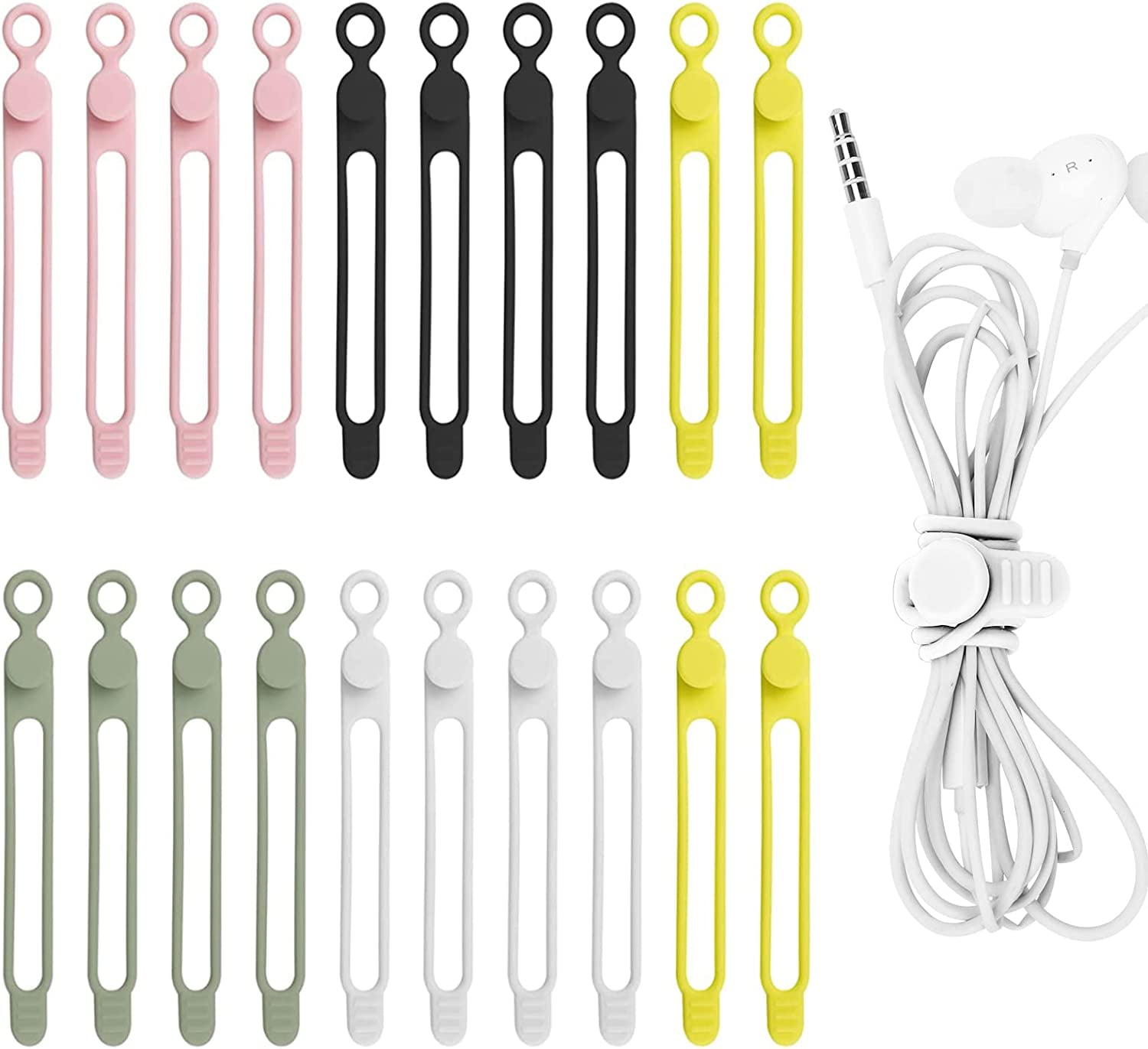 30PCS Silicone Cable Ties Straps Wire Organizer for Earphone Hook Loop Cord  Keeper Colorful Cable Wrappers for Phone Charger Mouse Audio Computer Home  Office, Kitchen, School Desk Organization 