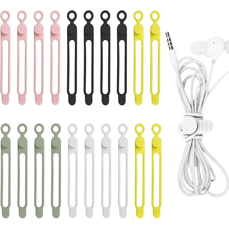 Suuchh 30pcs Silicone Cable Ties Straps Wire Organizer for Earphone Hook Loop Cord Keeper Colorful Cable Wrappers for Phone Charger Mouse Audio Computer Home