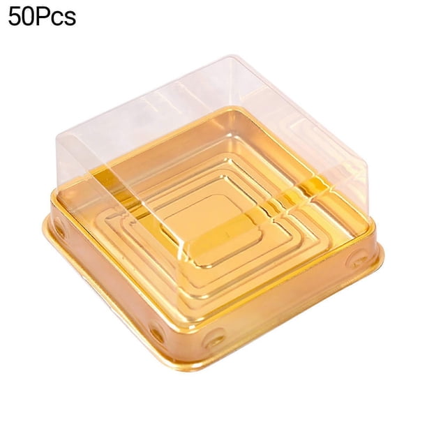Caja de plástico multiusos para pastel de luna (50 unidades, 100 g), cuadrada, para festivales, s202412245376