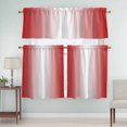 thumbnail image 5 of Red and Curtain Valances Set White Gradient Kitchen Curtains 24&nbsp;inch Length Rod Pocket Valance and Tiers 3 Piece Set Small Bedroom Bathroom Laundry Decor, 5 of 9