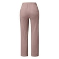 thumbnail image 4 of WTXUE Solid Color Cotton Flax Elastic Long Pants Beach Leisure Trousers Loose Pants for Women 10-12, 4 of 5