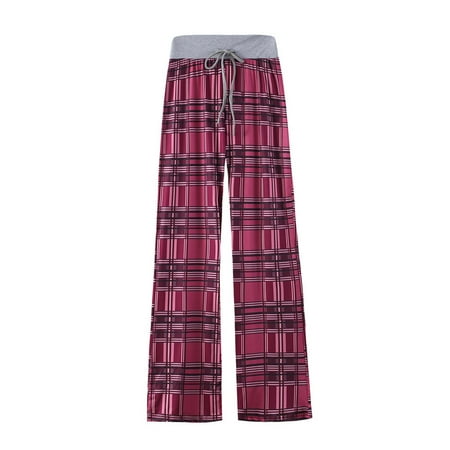 

Dillar Women Casual Prints Straight Elastic Pants Loose Bandage Trousers Wide Leg Pants Ladies Casual Stretch Drawstring Pajama Pants Wide Leg Pants