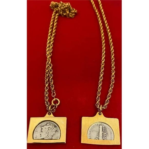 Designer Jewelry LIBERTYDIMENECK Liberty Silver Mercury Dime coin necklace