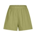 thumbnail image 4 of IDALL Shorts for Women Swim Shorts Women Linen Shorts For Women Cotton Shorts Elastic Waist Summer Casual Gym Running Workout Shorts With Pockets Womens Shorts Casual Summer Shorts Green 2XL, 4 of 6