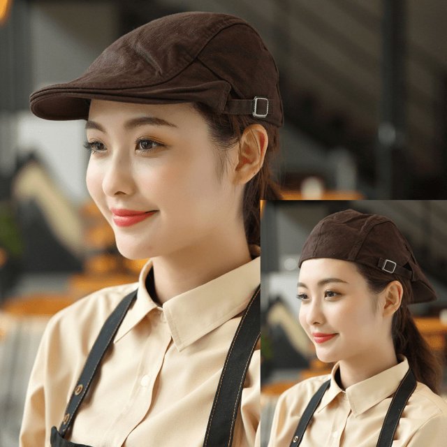 Gorra boina cafetería comida occidental camarero trabajo gorra hombres y mujeres gorra delantera equipo