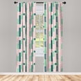 thumbnail image 2 of Ambesonne Brick 4-Panel Curtains, Scandinavian Doodle Design, 56"x95", Rose Sea Green Teal, 2 of 4