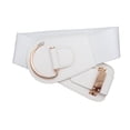 thumbnail image 3 of Women White Elastic Waist Hip Belt Gold Metal Hook Buckle S M, 3 of 11