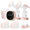 NCVI Double Electric Breast Pumps,Portable Dual Breastfeeding Milk Pump with 4 Size Flanges,Mirror Touchscreen LED Display,4 Modes & 9 Levels Backflow Protector BPA Free