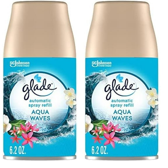 Glade Automatic Spray Refill, Air Freshener for Home and Bathroom, Aqua Waves, 6.2 Oz (Pack of 2)