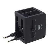 Global Adapter with Dual USB Charger, Black