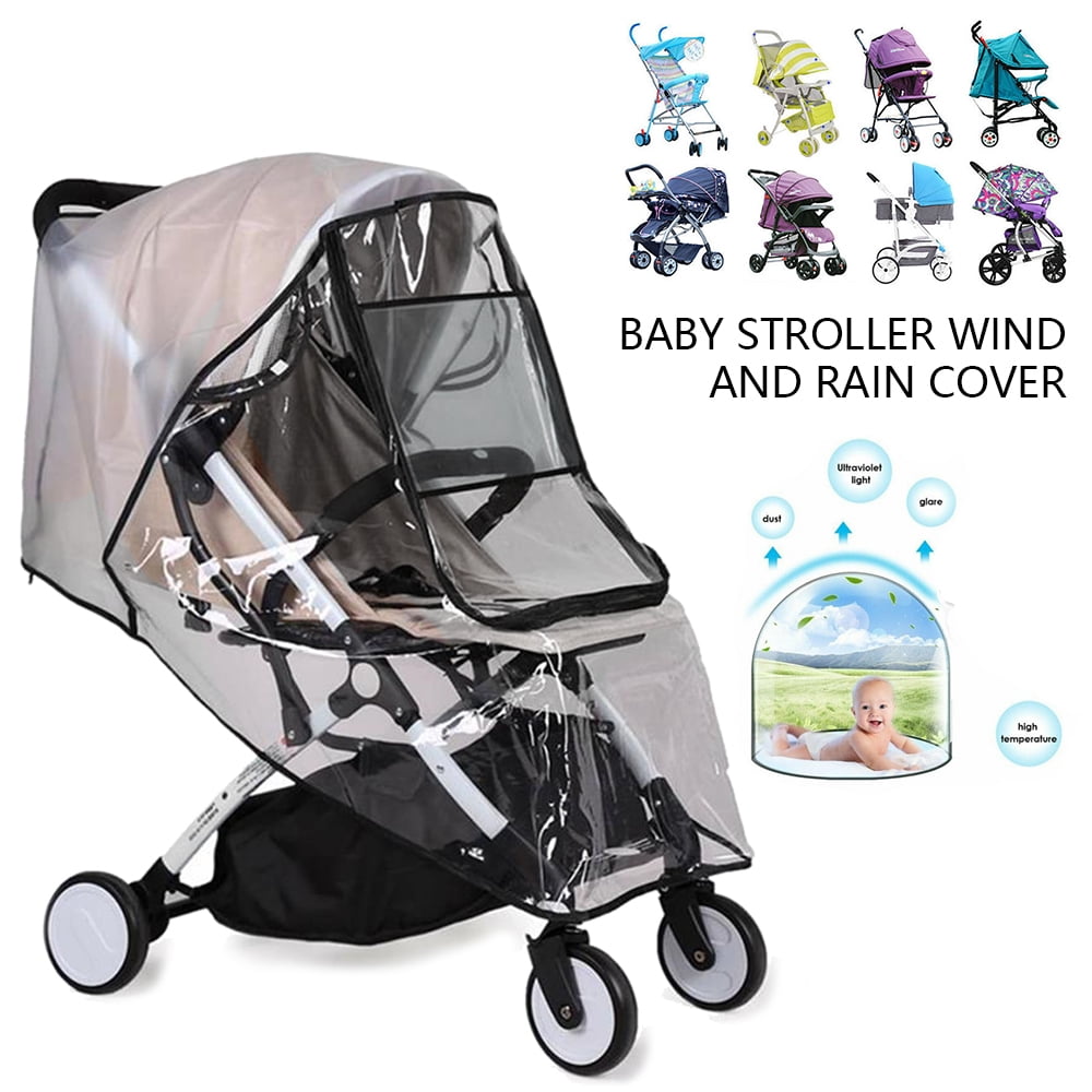Soft EVA Clear Pram Stroller Pushchair Buggy Rain Cover Window Zip Universal UK 