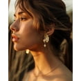 thumbnail image 4 of SNGIA 18K Gold Plated Statement Dangle Earrings for Women, Fan Leaf Design, Gold Tone, 4 of 7
