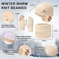 thumbnail image 4 of LOOIKOOS Winter Knit Beanie Hat Neck Warmer Scarf and Touch Screen Gloves Set Warm and thick, 4 of 6