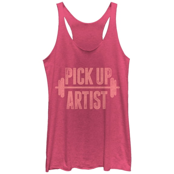 Women's CHIN UP Pick Up Artist  Racerback Tank Top Pink Heather Small